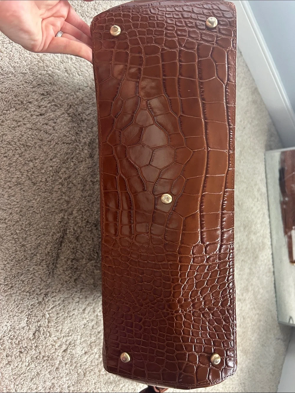 JEMMA Emma Traveler Bag Croc-Embossed Brown Laptop Tote